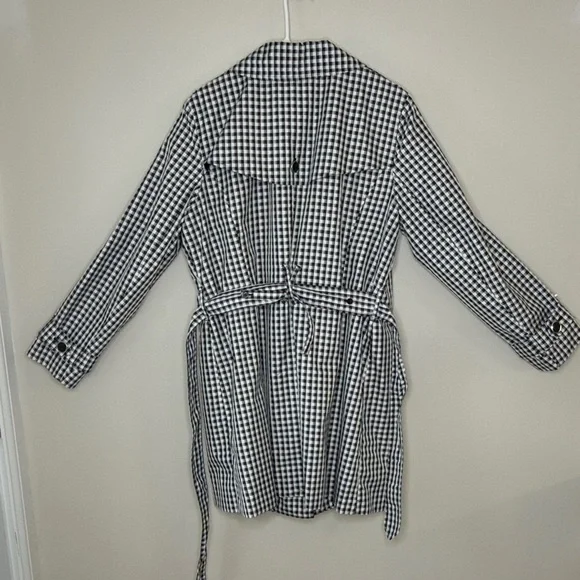 London Fog Black and White Houndstooth Trench Coat Size XL - Picture 8 of 16